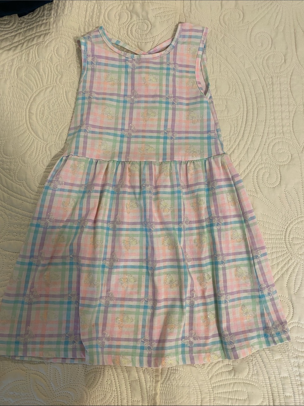 Freestyle Pastel Plaid Sleeveless Dress - Pink, Blue & Green
